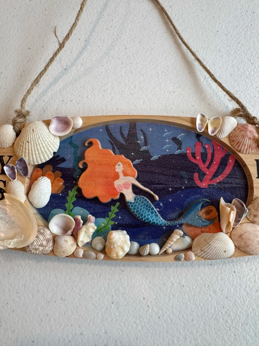 Salty Vibes Ft Walton Beach, FL Seashell Wall Sign - Blue & Tan
